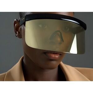 Visor Sunglasses for Men and Women, Futuristic Face‎ Shield Glasses Gold Mirror